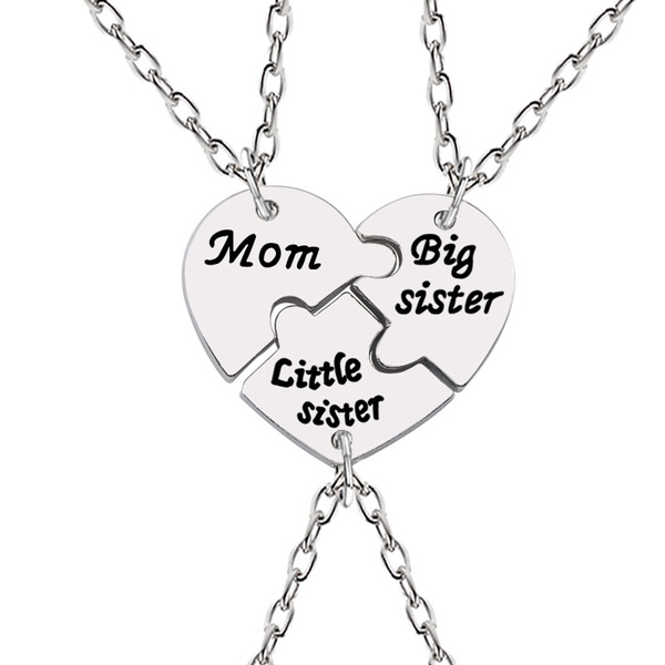 3pcs Mom Sister Pendant Necklace For 