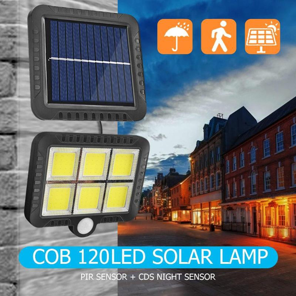 COB 120LED Solar Lamp Motion Sensor Waterproof Outdoor Night Lighting Support