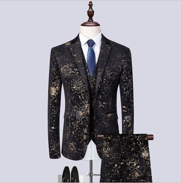 printed 3 piece suit