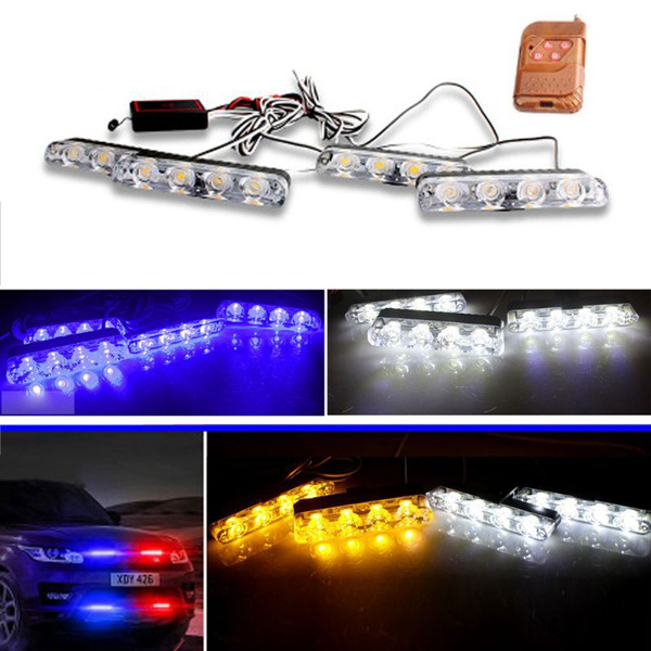 Red Blue Yellow White Auto car Front Grille Emergency Flash Warning