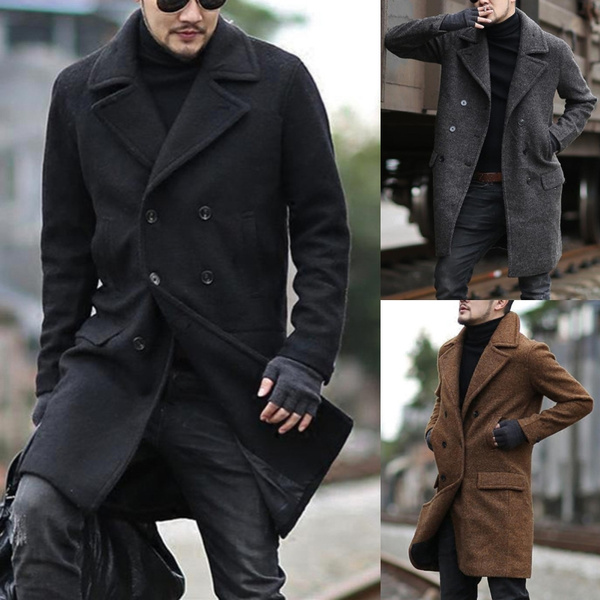 Autumn Winter Men's Coats Slim Design Handsome Formal Long Jackets ...