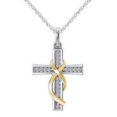 Sterling, DIAMOND, Cross necklace, Cross Pendant