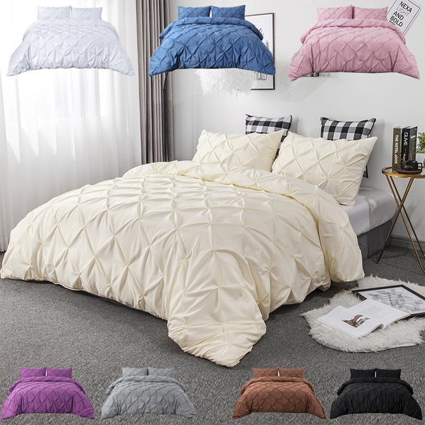 Pinch Pleated Duvet Cover Set Solid, Pinch Pleat Duvet Cover King White