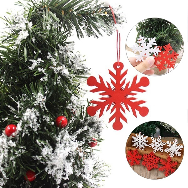 6pcs Wooden Snowflake Christmas Hanging Ornaments Tree Pendants Decorations 