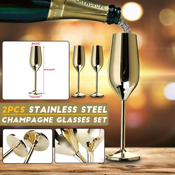 brushed gold shatterproof stainless steel champagne