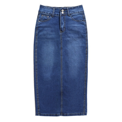 Shop Vintage indigo denim faux button front pencil skirt | eShakti