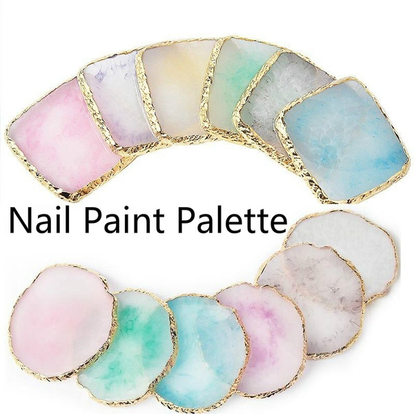Amazon.com: Oneleaf Resin Nail Art Palette, Gel Polish Color Mixing Plate  Drawing Painting Dish, Golden Edge Resin Stone, Makeup Palettes, Manicure  Nail DIY Mixing Holder Tool, Display Board(2Pcs) : Beauty & Personal