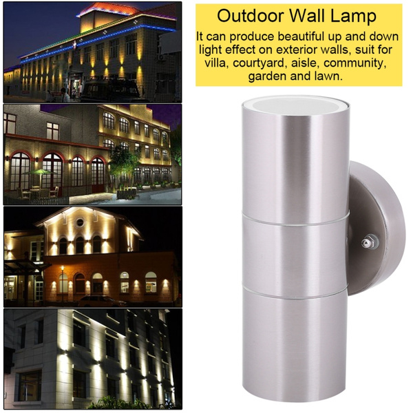 Stainless Steel LED Outdoor Round Wall Up and Down Lamp Garden Light ...