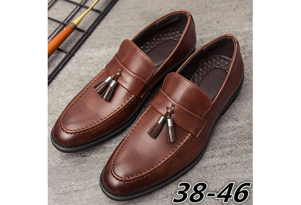 Dropship Four Seasons Size 38-48 Slip-on Leather Shoes Men Retro Business  Casual Loafers Lightweight Tassel Vintage Brown Classic Black to Sell  Online at a Lower Price