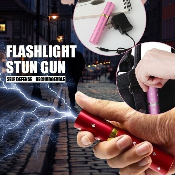 Mini Stun Torch Stick Lipstick Travel Lightning Electric Shock Flashlight Emergency Rechargeable 