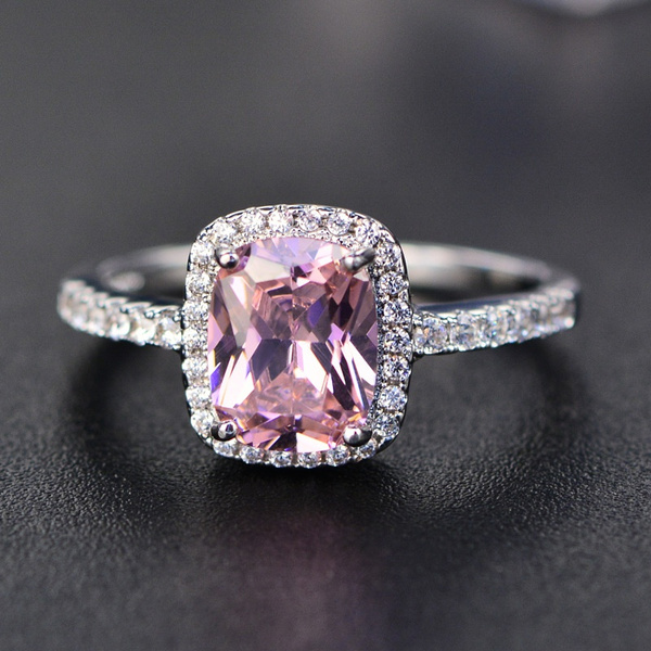 Pink square deals diamond ring