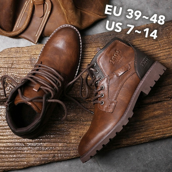 Men's Brown Leather Casual Sneaker Boots Arkbird Fashion Design High-Top Lace-Up Ankle Boots Walking Shoes for Men 