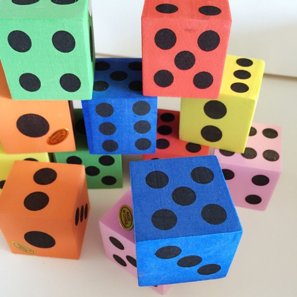 Foam Dice Set - 24 Pack of Assorted Colorful Big Square Blocks ...