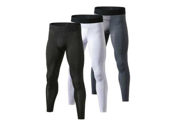 Men s Cotton Compression Leggings Cool Dry Baselayer Tights