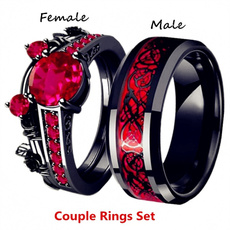 Couple Rings, Steel, Engagement Wedding Ring Set, wedding ring