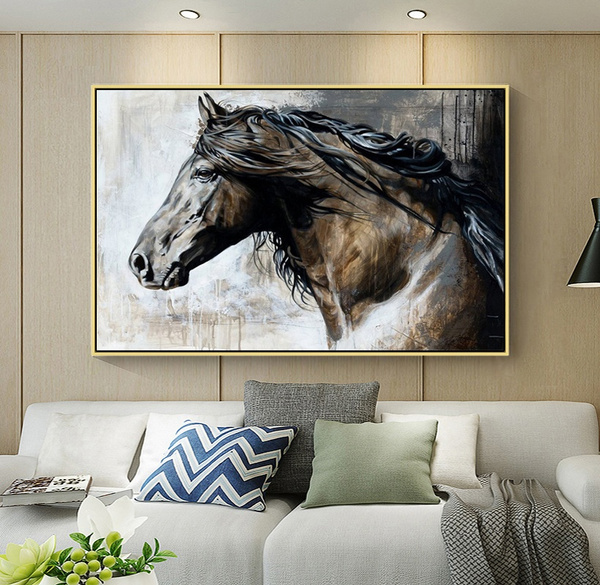 Black Brown Horse Canvas Painting Animal Poster Wall Art Picture Room Home Decor
