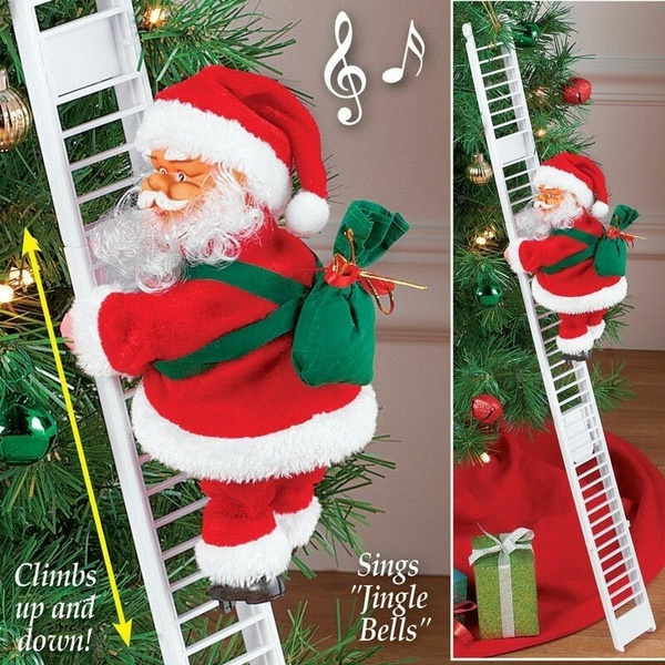 Santa Claus Musical Climbing Stairs Christmas Tree Decoration Large ...