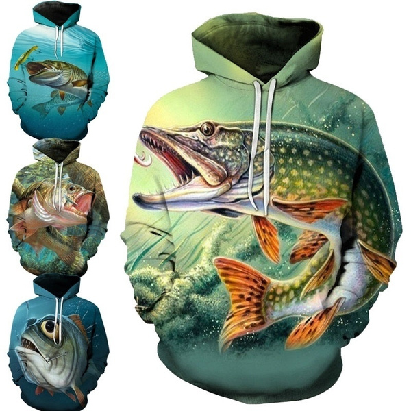 New Fishing pattern 3d print Hoodies Sea fish Men/Women Fashion Sweatshirts  Pullovers Tops