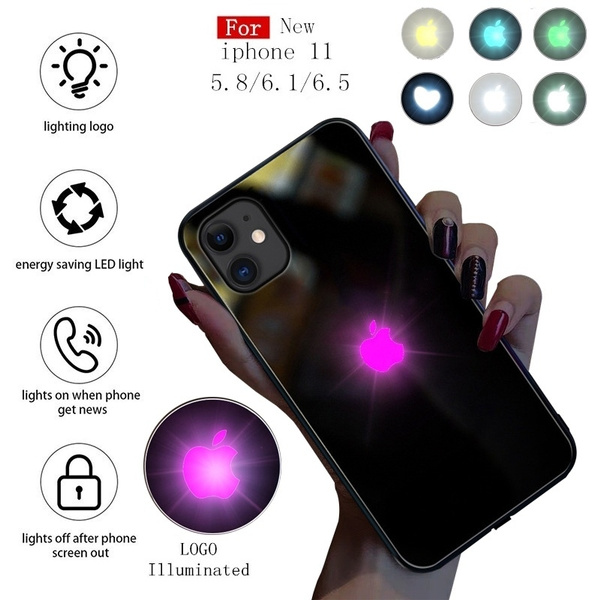 Apple Phone Case with Colorful Light for IPhone 11 11 Pro 11 Pro Max Cases Led Logo Light IPhone Case Glowing Light Up Logo Case Illuminate Cover