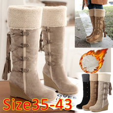 Knee High Boots, Plus Size, fur, Winter