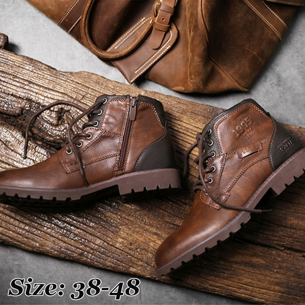 mens leather short boots