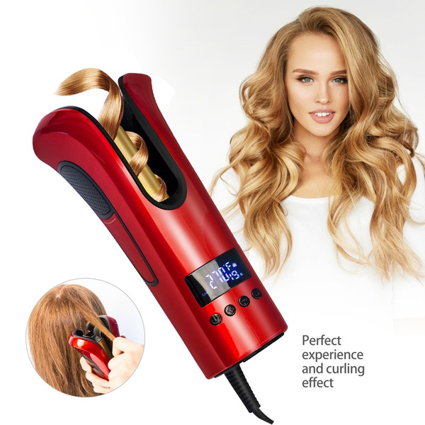 Iron Automatic Hair curler with Tourmaline Ceramic Heater and LED Digital Mini Portable Curler Air Curling Wand | Wish