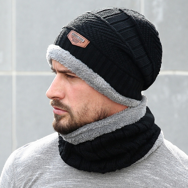 Absoluut nationalisme Vermelden Winter Knitted Hats Scarves Set Men Cap Thick Neck Warm Wool for Unisex  Riding Outdoor Hat | Wish