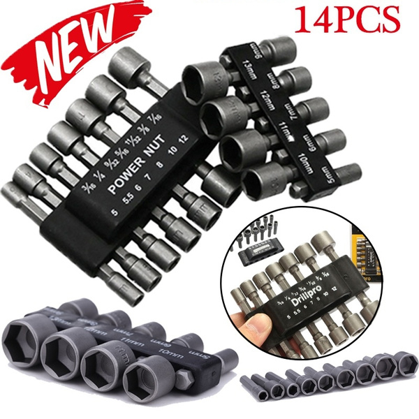 14Pcs Adapter Drill Bits Socket Nut Impact Driver Set 1/4 Inch Hex Shank Tool 14Pcs Adapter Drill Bits Socket Nut Impact Driver Set 1/4 Inch Hex Shank Tool