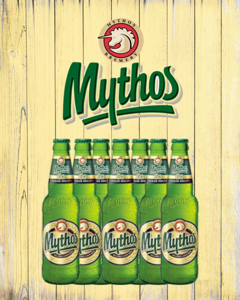Mythos Greek beer pub bar man cave beach metal wall decor sign plaque holiday