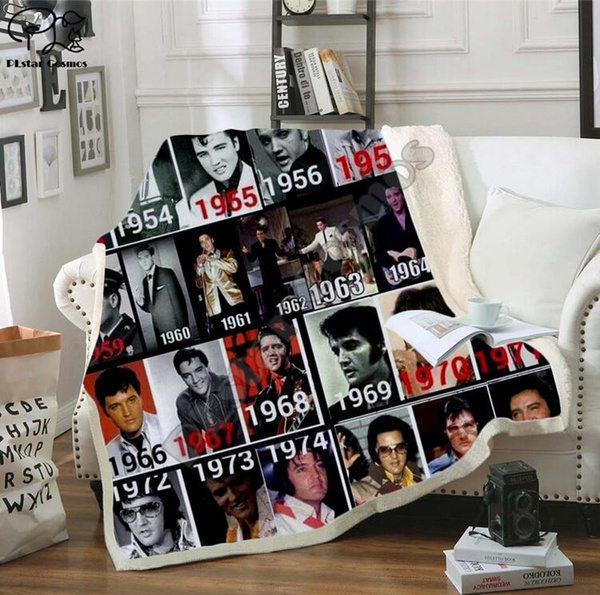 Star Elvis Presley 3d Print Sherpa Blanket Sofa Couch Quilt Cover Throw Blanket Blankets Throws Home Garden