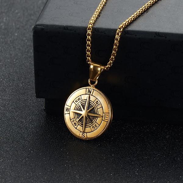 Mens round deals pendant necklace