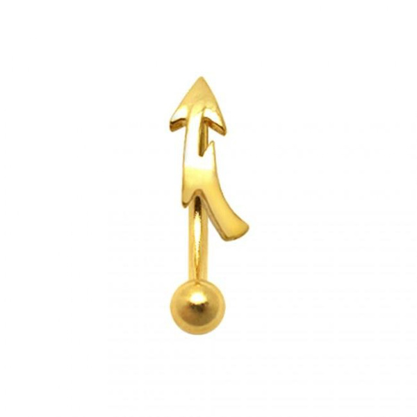Piercing Plaqué Or 18 Carats Flèche Éclair sur Barre d'Arcade Sourcil ...
