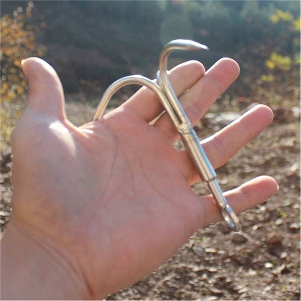 1pc 3 Claws Grappling Hook Climbing Survival Carabiner Tool Stainless SNWC Fc