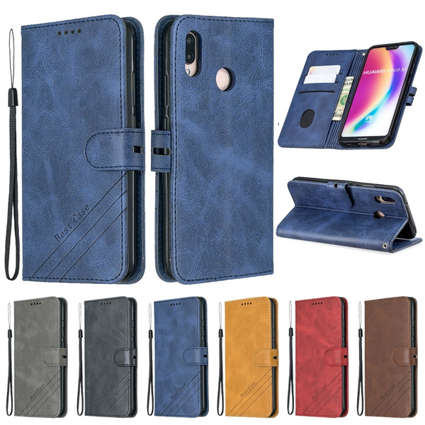 Cover for Huawei P20 Lite Leather Cell Phone Cover Kickstand Card Holders Extra-Shockproof Business with Free Waterproof-Bag Grey4 Huawei P20 Lite Flip Case 