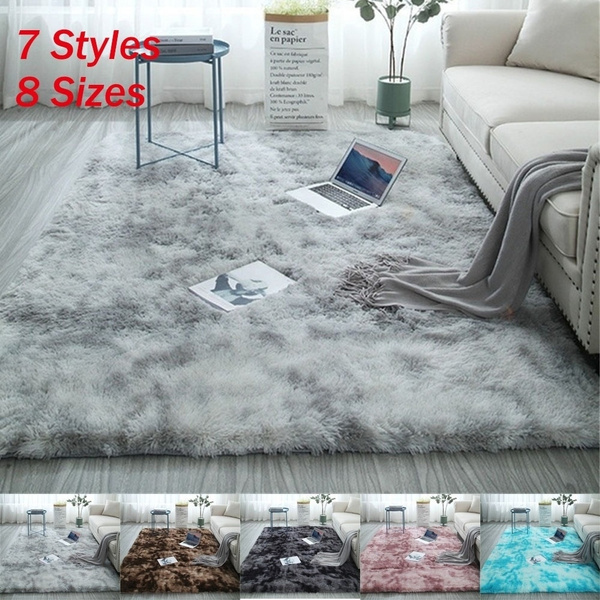 8 Colors Gradient Soft Fluffy Bedroom Sofa Coffee Table Floor Mat Plush Carpets 