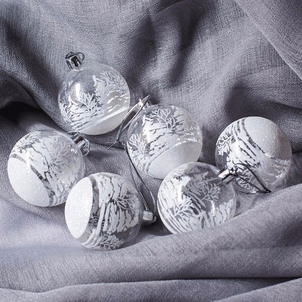6Pcs//lot Plastic Ball Christmas Tree Ornaments Hanging Pendants New Year Decor