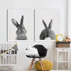 art, rabbit, blackampwhite, Posters