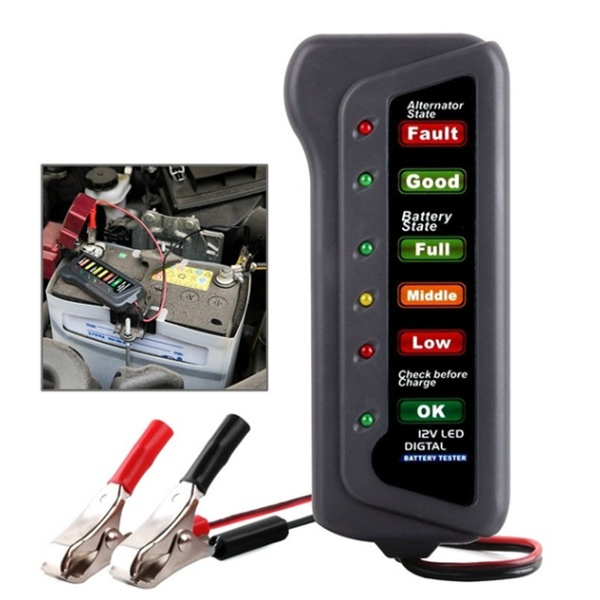 LED Digital Battery Alternator Tester Battery Tester Battery Level ...