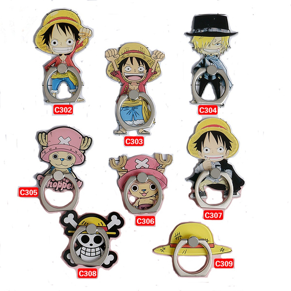 Anime One Piece Luffy Straw Hat 360 Degree Metal Finger Ring Mobile Phone Smartphone Stand Holder Wish