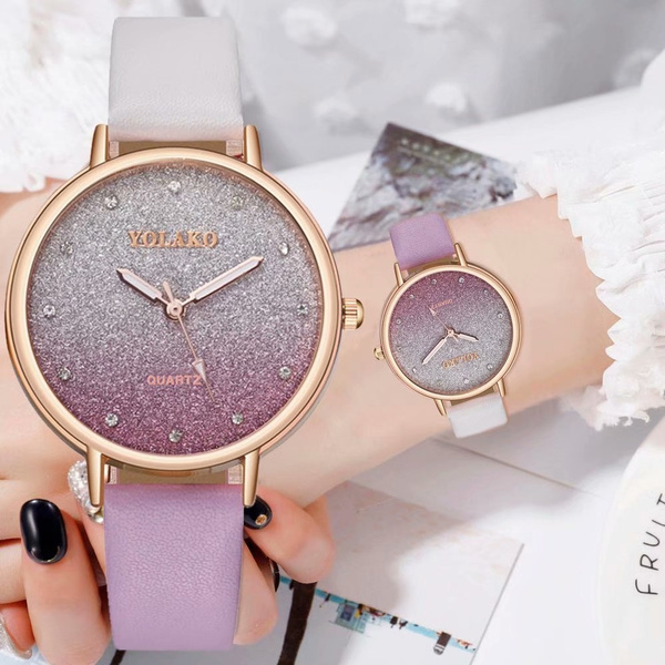 Fashion Luxury Women Watch Leather Casual Starry Sky Watches Simple Analog Quartz Crystal Wrist Watch Montre Femme Christmas Gifts