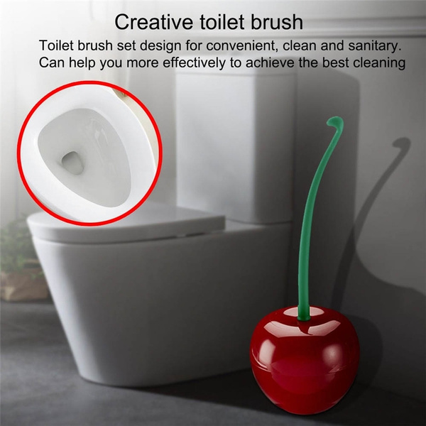 New Lovely Cherry Shape Lavatory Brush Holder Set Toilet Cleaner Cleaning Brush 
