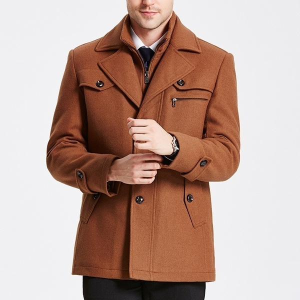 Winter New Men's Woolen Coat Warm Coat Down Jacket Wool Coat Cotton