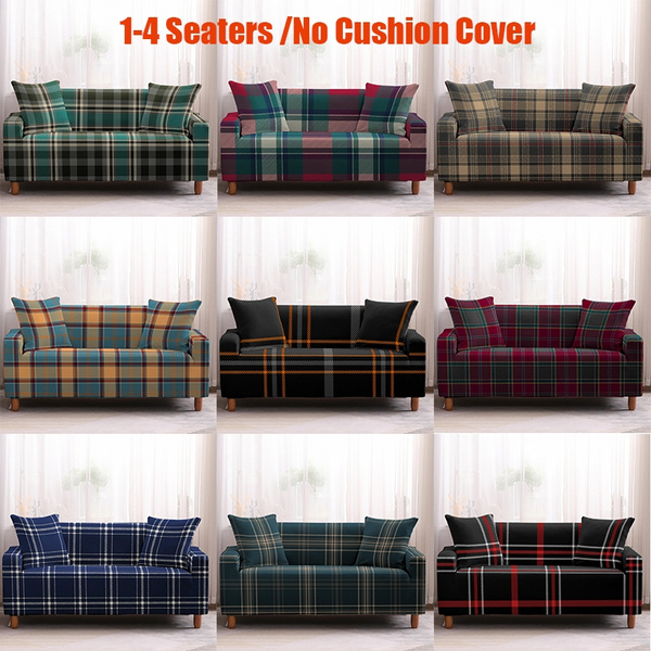 9 Colors 1-4 Seaters Multicolor Buffalo Plaid Printed Couch Covers