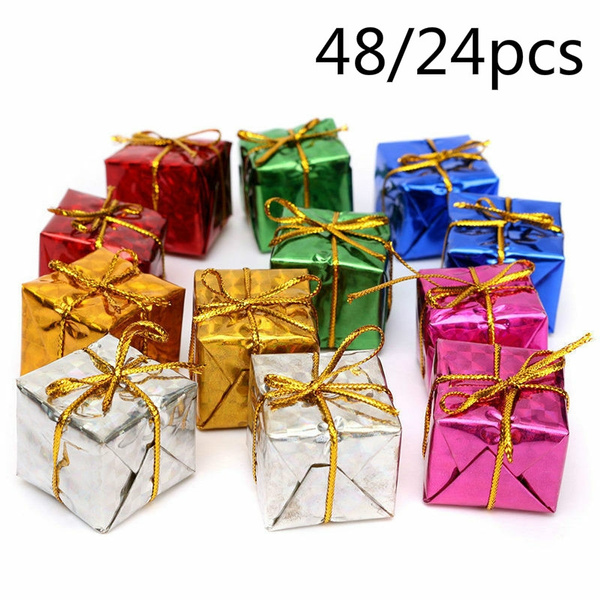 24pcs Small Christmas Ornament Foam Gift Box Xmas Tree Hanging Party Decor 