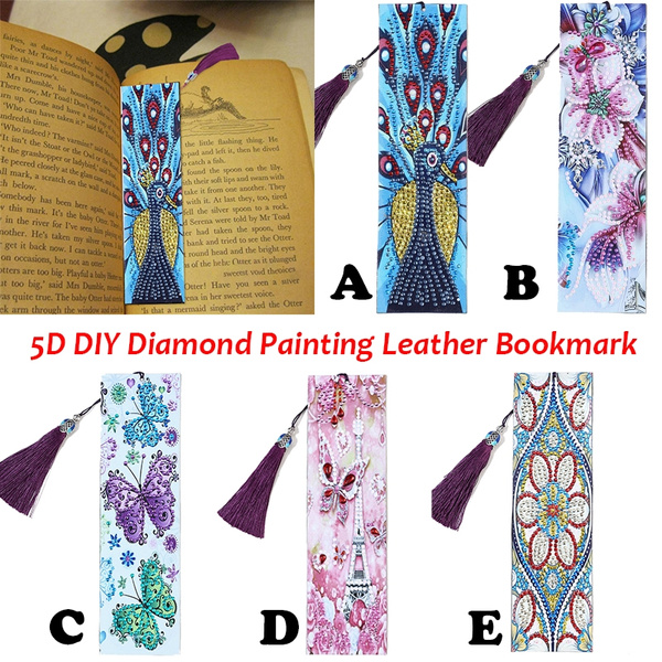 5D DIY Diamond Painting Leather Bookmark Tassel Book Marks Special