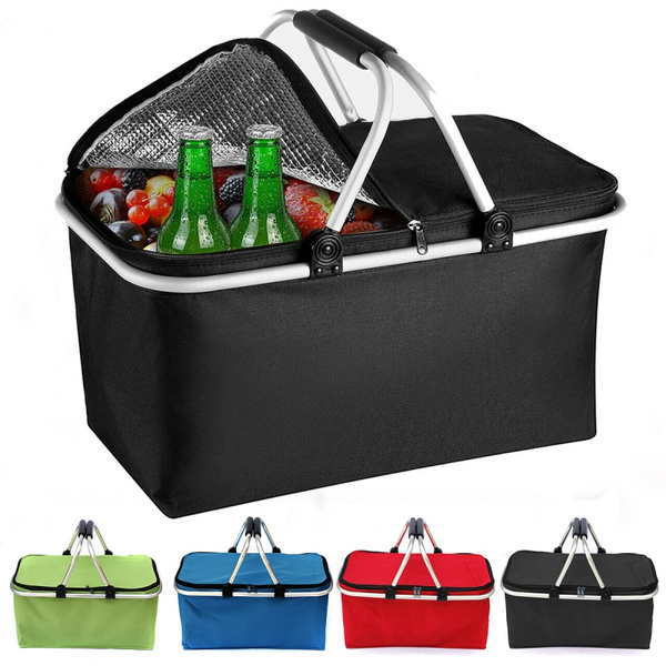 30L Folding Picnic Camping Basket Insulated Shopping Cooler Home