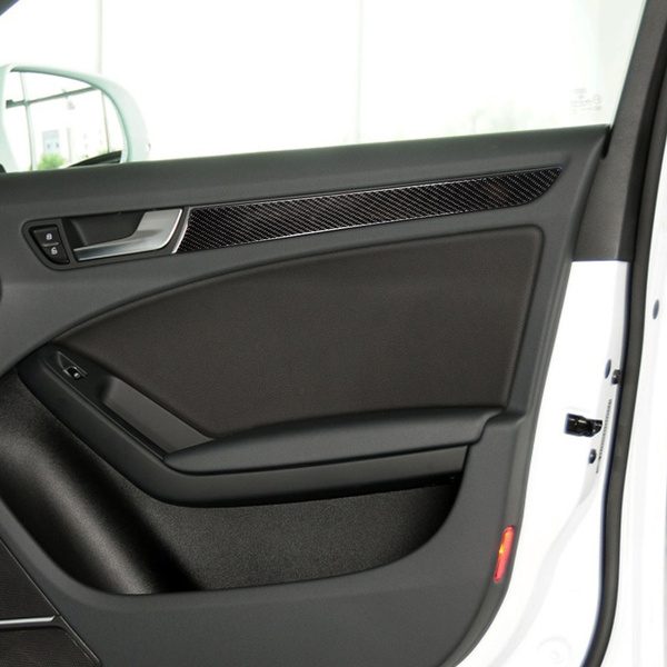 For Audi A4 A4L B8 A5 Q5 Real Carbon Fiber Auto Inner Door Handle Panel  Decorative Sticker Car Interior Accessories