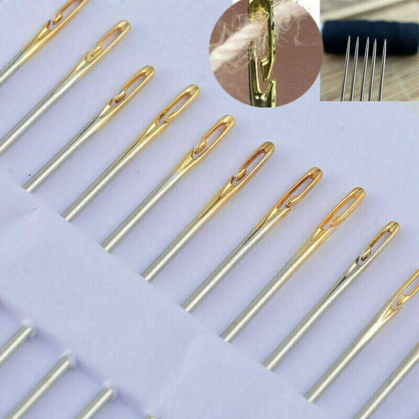 12PCS Self-threading Needles Assorted Sizes Thread Sewing Stitching Pins