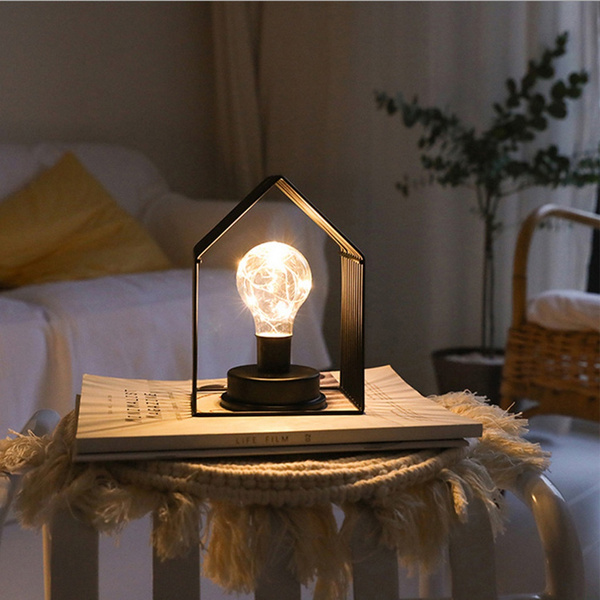 Table Lamps For Living Room Bedroom Modern Creative Office Ins Style Small House Lamp Farmhouse Bedside Desk With Light Bulbnight Home Decoration Battery Powered Wish Lamp Farmhouse Bedside Desk, Small Farmhouse Table Lamp