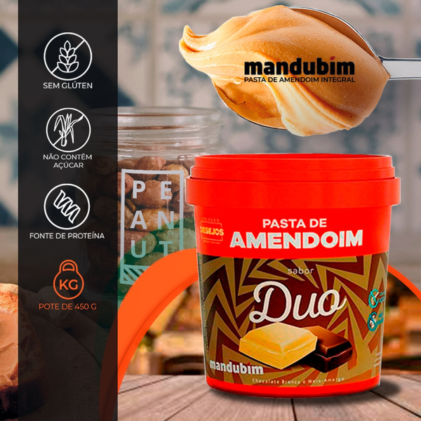 Pasta de Amendoim com Chocolate Meio Amargo Mandubim 450g